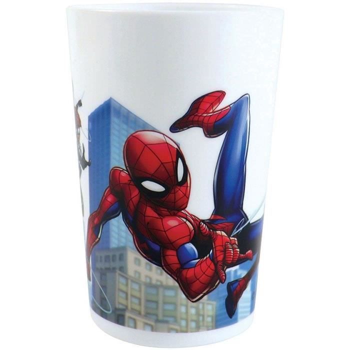 Tableware set - FUN HOUSE - SPIDERMAN - Glass, plate Ø22 cm and Ø16 cm, cutlery, water bottle and snack box