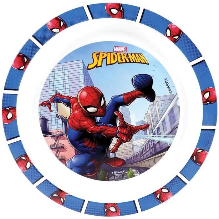 Tableware set - FUN HOUSE - SPIDERMAN - Glass, plate Ø22 cm and Ø16 cm, cutlery, water bottle and snack box