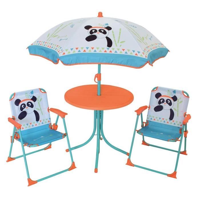 FUN HOUSE 713095 INDIAN PANDA Garden furniture with a table, 2 folding chairs and a parasol for children