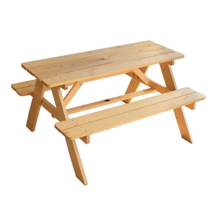 FUN HOUSE 713144 INDIAN PANDA Wooden picnic table with parasol for children