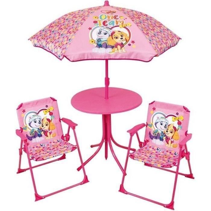 FUN HOUSE PAT'PATROUILLE Garden furniture - 1 table 46xø46 cm, 2 chairs H.53xW.38.5xD.37.5cm and 1 parasol
