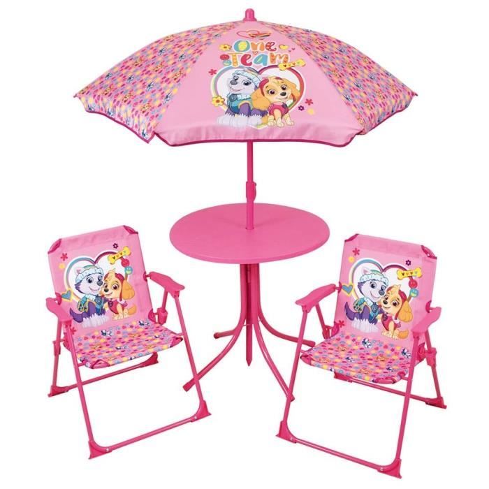 FUN HOUSE PAT'PATROUILLE Garden furniture - 1 table 46xø46 cm, 2 chairs H.53xW.38.5xD.37.5cm and 1 parasol