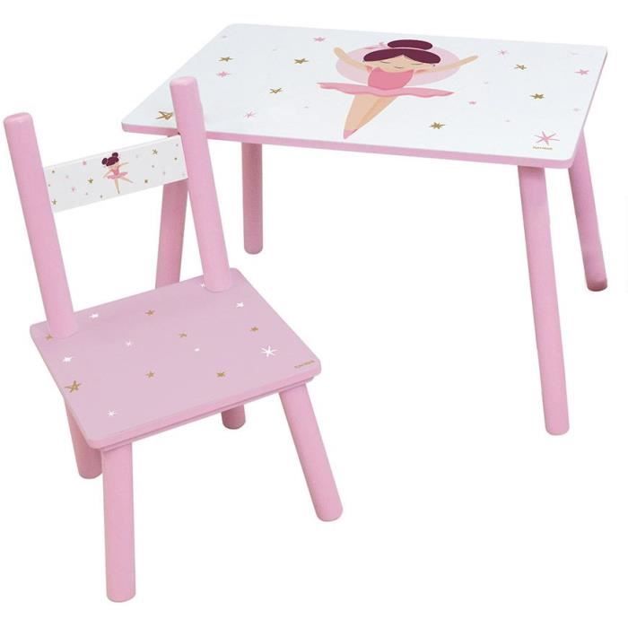 FUN HOUSE Dancer Ballerina Table H 41.5 cm x W 61 cm x D 42 cm with a chair H 49.5 cm x W 31 cm x D 31.5 cm - For children