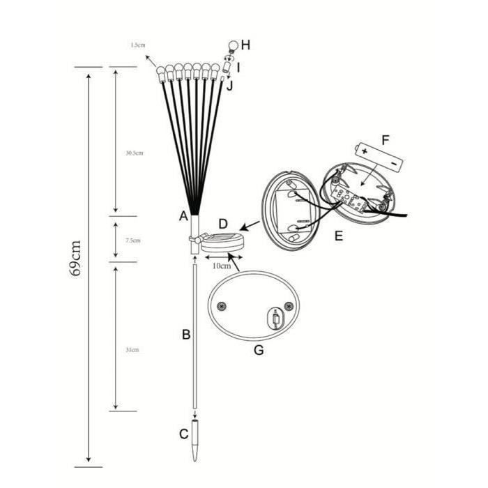 GALIX G4435 solar light decoration - Bouquet shape - 8 LED - H69cm