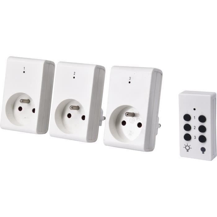 Kit 3 remote-controlled sockets + Remote control - GAO - 230 V - White