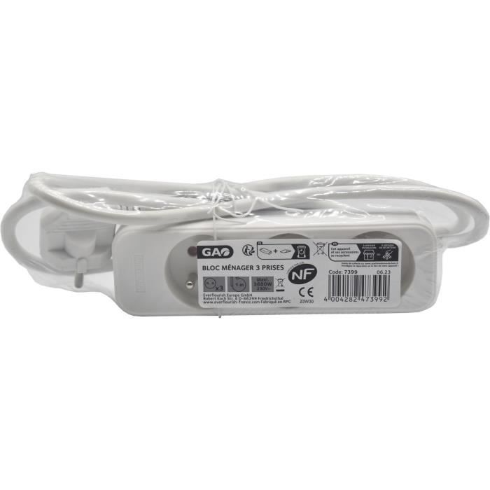 Household unit - GAO - 3 2P+T sockets - With child protection, NF compliant