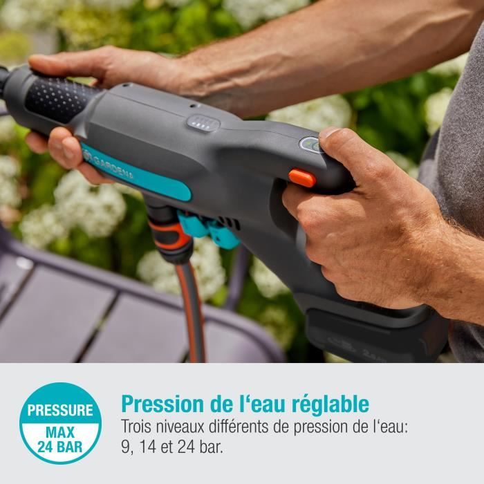 Average cleaner Pressure Gardena Aquaclean 24/18V P4A - 18V battery supplied - Full kit (14800-20)