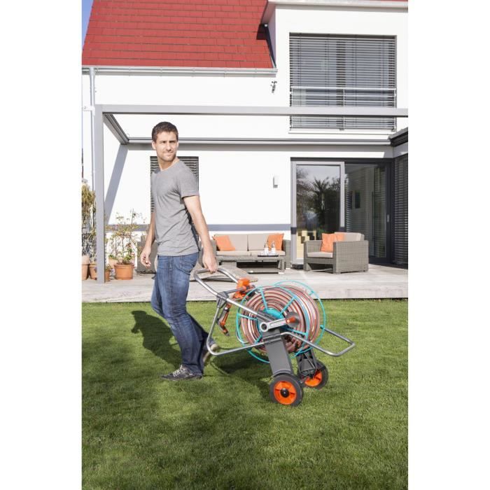 Gardena Metal Dévidoir On wheels 100-High stability-Max 100m length-adapted Large garden-5 years warranty (2674-20)