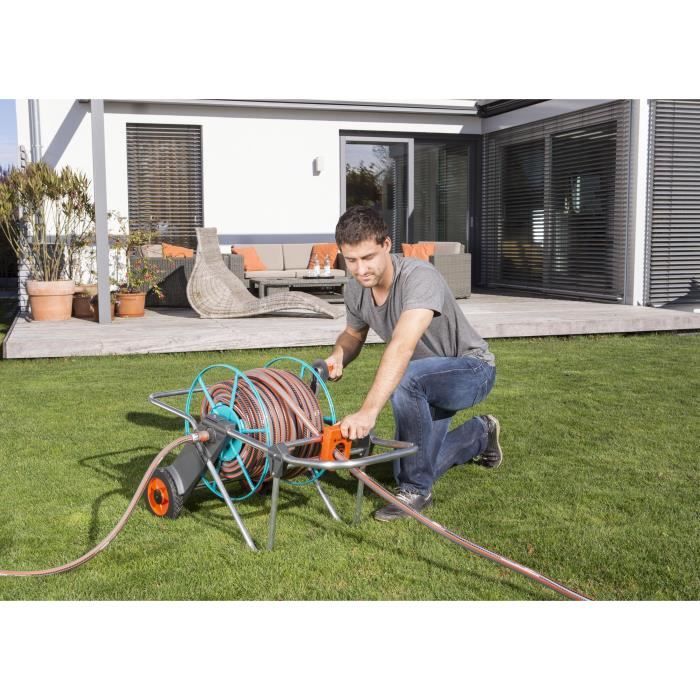 Gardena Metal Dévidoir On wheels 100-High stability-Max 100m length-adapted Large garden-5 years warranty (2674-20)