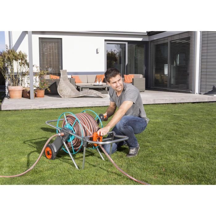 Gardena Metal Dévidoir On wheels 100-High stability-Max 100m length-adapted Large garden-5 years warranty (2674-20)