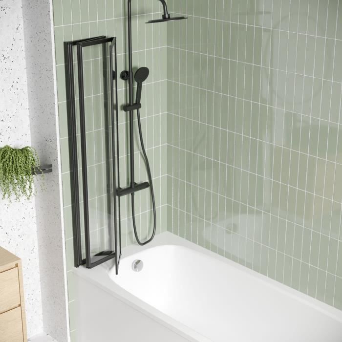 Bathtub screen 4 panels - GELCO - LEXIA Black - 110 x 140