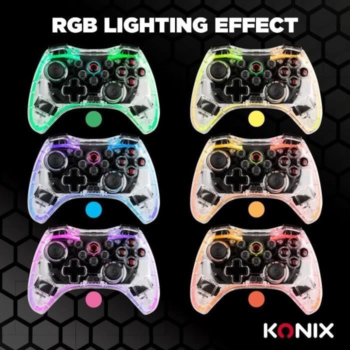Konix - Crystal Wireless Controller Nintendo Switch, Switch OLED, PC and PS4