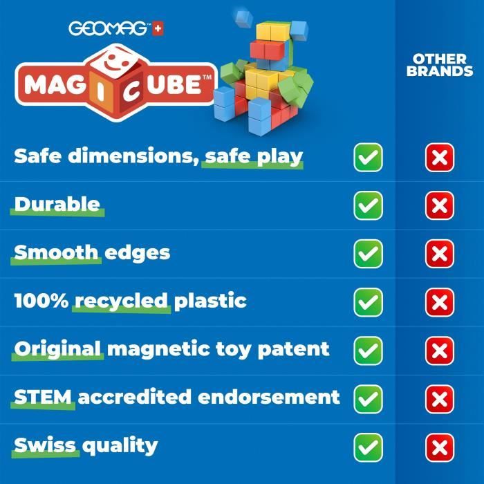 Magnetic Blocks - GEOMAG - Magicube 060 - 6 pieces - Stackable - Recycled plastic