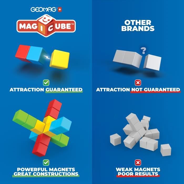 Magnetic Blocks - GEOMAG - Magicube 060 - 6 pieces - Stackable - Recycled plastic