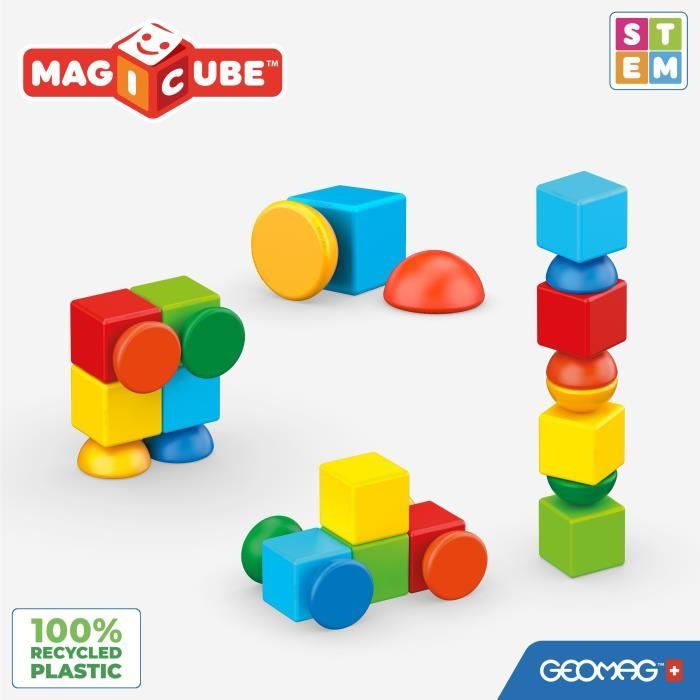 Magnetic Blocks - GEOMAG - Magicube 061 - 8 pieces - Stackable - Recycled plastic
