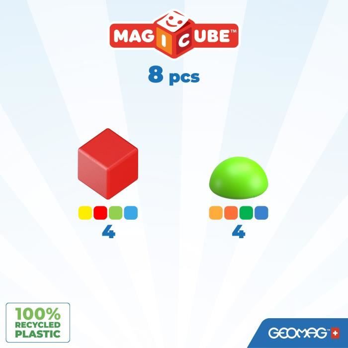 Magnetic Blocks - GEOMAG - Magicube 061 - 8 pieces - Stackable - Recycled plastic