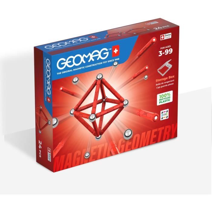 Magnetic Construction Set - GEOMAG - Classic Recycled Magnetic Geometry 24 pieces - Geometry - 3D - Educational