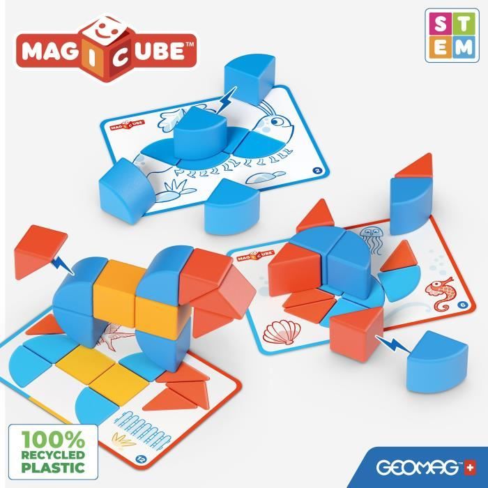 Magnetic Blocks - GEOMAG - Magicube Blocks & Cards - 16 pieces - Educational - Recycled plastic