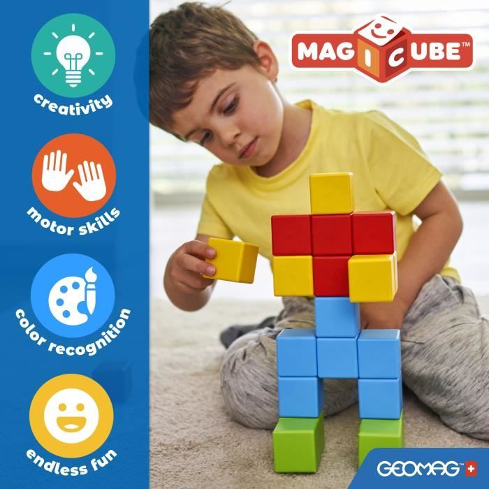 Magnetic Blocks - GEOMAG - Magicube Blocks & Cards - 16 pieces - Educational - Recycled plastic