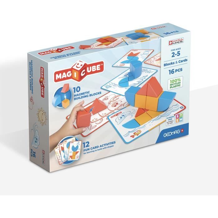 Magnetic Blocks - GEOMAG - Magicube Blocks & Cards - 16 pieces - Educational - Recycled plastic