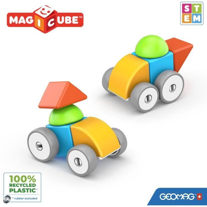 Magnetic Blocks - GEOMAG - Magicube 308 - 10 pieces - Various shapes - Vehicles - Recycled plastic