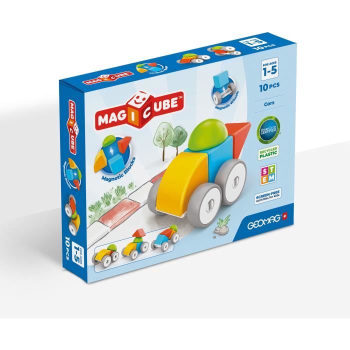 Magnetic Blocks - GEOMAG - Magicube 308 - 10 pieces - Various shapes - Vehicles - Recycled plastic