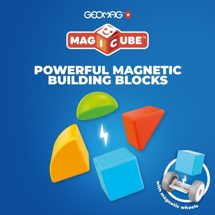 Magnetic Blocks - GEOMAG - Magicube 308 - 10 pieces - Various shapes - Vehicles - Recycled plastic