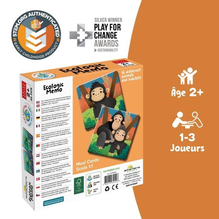 Educational games - GEOMAG - Ecologic Memo Animals at Risk - Memory game - Endangered animals - Baby/parent association