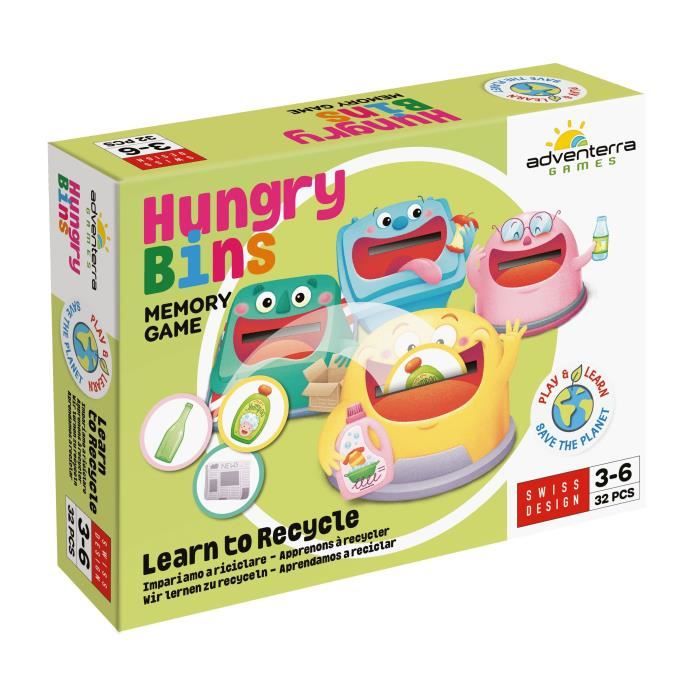 Educational games - GEOMAG - Hungry Bins - Selective sorting - Learning about waste - Association by color