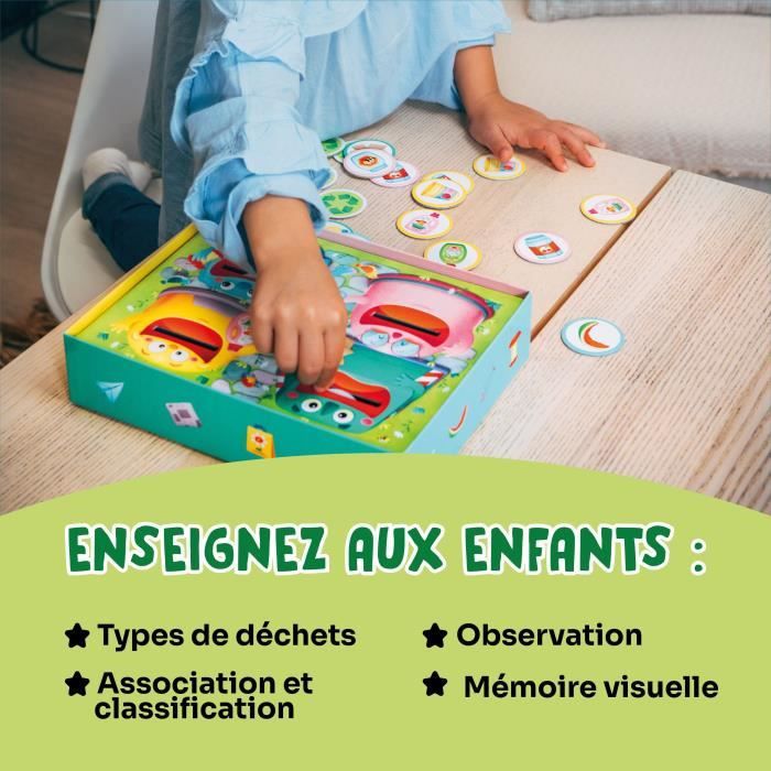 Educational games - GEOMAG - Hungry Bins - Selective sorting - Learning about waste - Association by color