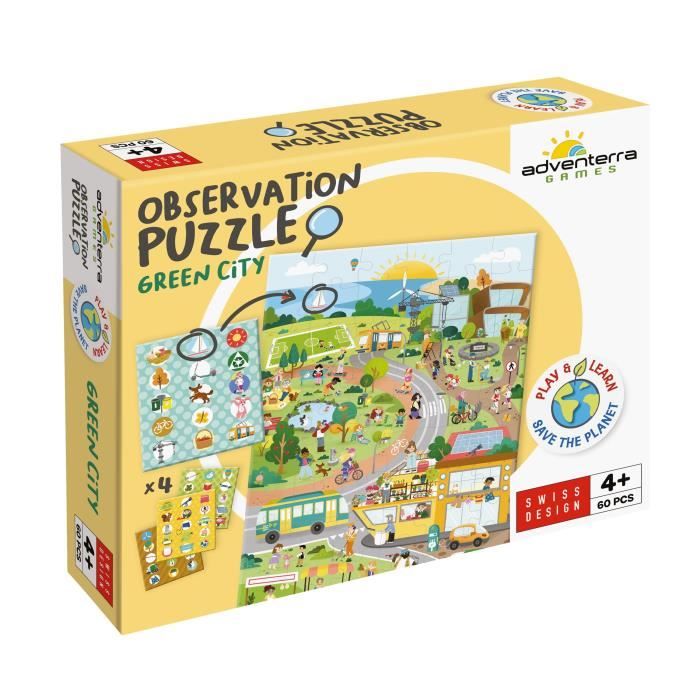 Educational games - GEOMAG - Observation Puzzle Green City - Ecological puzzle - Discovery of sustainable cities - Poster included