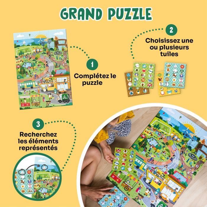 Educational games - GEOMAG - Observation Puzzle Green City - Ecological puzzle - Discovery of sustainable cities - Poster included