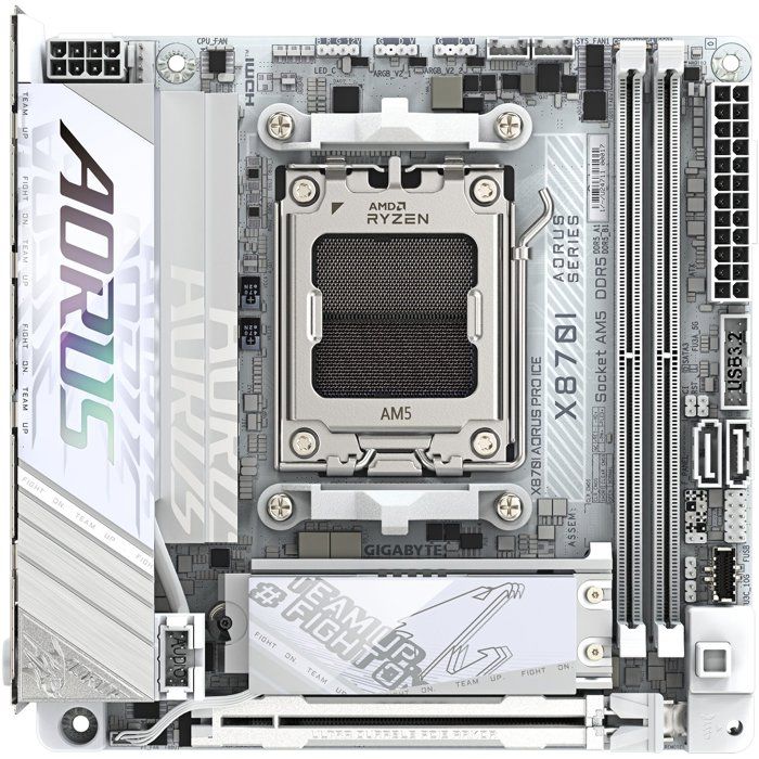 Carte mere - GIGABYTE - X870I AORUS PRO ICE - Format Mini-ITX - Chipset AMD X870 - DDR5 & PCIe 5.0 - WiFi 7