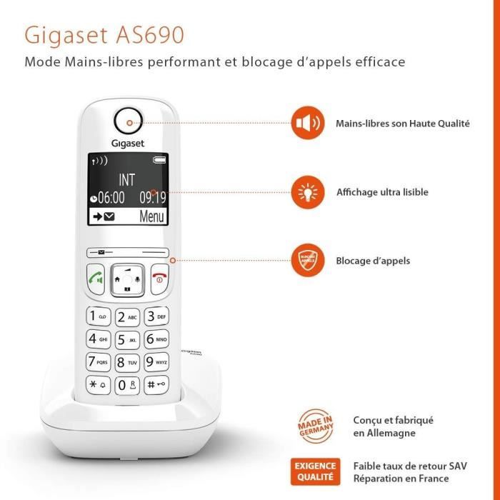 GIGASET Landline Telephone AS690 Trio White