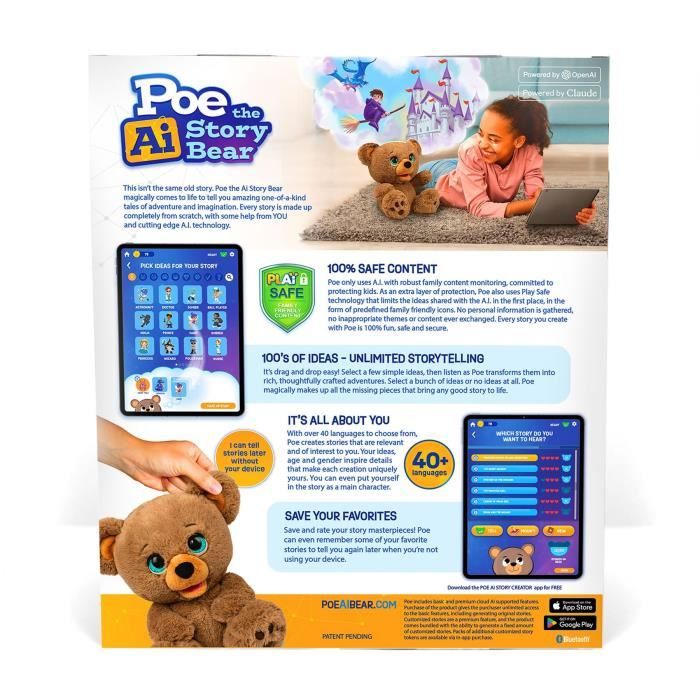Interactive plush toy - GIOCHI PREZIOSI - Poe storyteller bear - from 4 years old - LAY00
