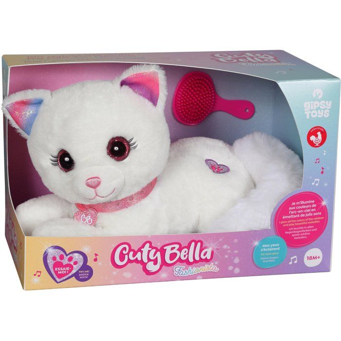 Plush - Gipsy Toys - Cuty Bella Fashionista Cat - 30cm - White Pink