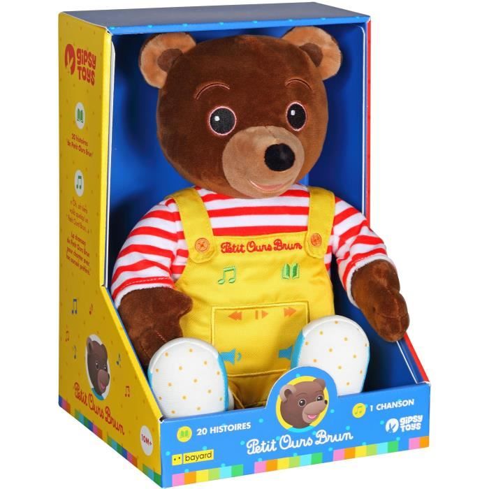 Talking Musical Plush Toy - Gipsy Toys - Little Brown Bear - Story Teller - 28 cm  Brown Yellow Red