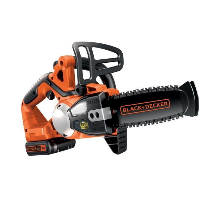 Black+Decker Wireless chainsaw 18V GKC1820L20-QW Electric chainsaw 20 cm with battery 18V 2 Ah cut diameter 16 cm