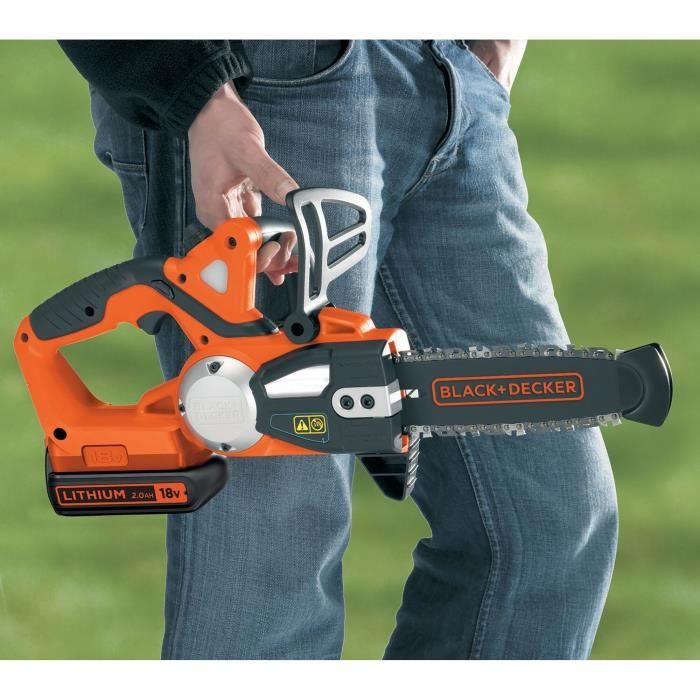Black+Decker Wireless chainsaw 18V GKC1820L20-QW Electric chainsaw 20 cm with battery 18V 2 Ah cut diameter 16 cm