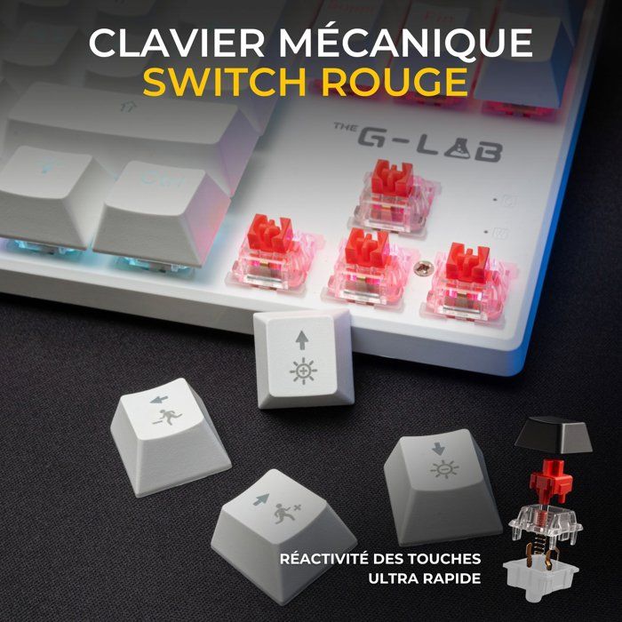 Gaming Keyboard - Red Mechanical Switches - Rainbow - TKL - White RGB