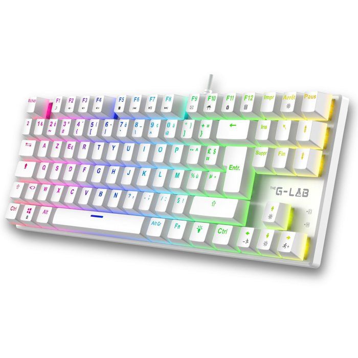 Gaming Keyboard - Red Mechanical Switches - Rainbow - TKL - White RGB