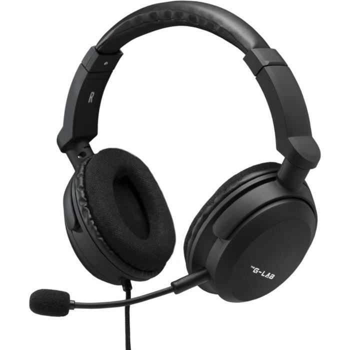Gaming Headset - THE G-LAB - KORP-CARBON - Black - Detachable Microphone - Compatible with PC, Playstation, Xbox