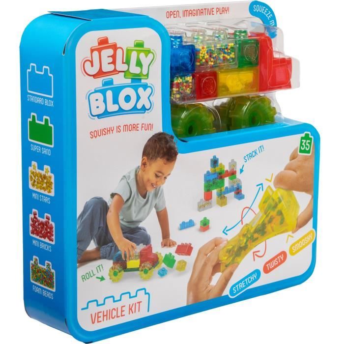 Building Blocks - GOLIATH - Jelly Blox Vroom Truck Kit - Soft Blocks with Cars! Ages 2 and up