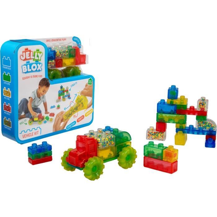 Building Blocks - GOLIATH - Jelly Blox Vroom Truck Kit - Soft Blocks with Cars! Ages 2 and up