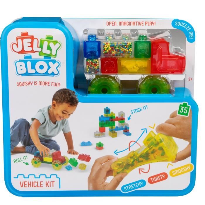 Building Blocks - GOLIATH - Jelly Blox Vroom Truck Kit - Soft Blocks with Cars! Ages 2 and up