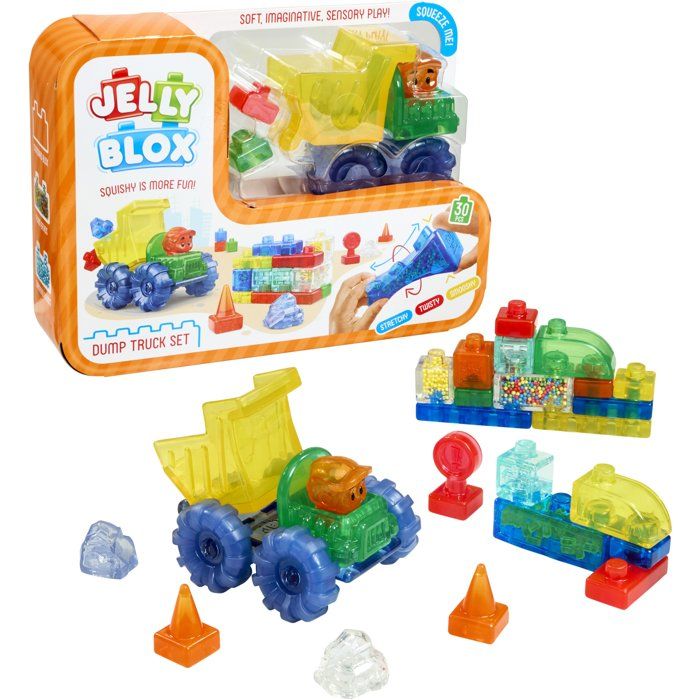 Jelly Blox Dump Truck - sensory blocks - GOLIATH - construction vehicle - ages 6 months and up