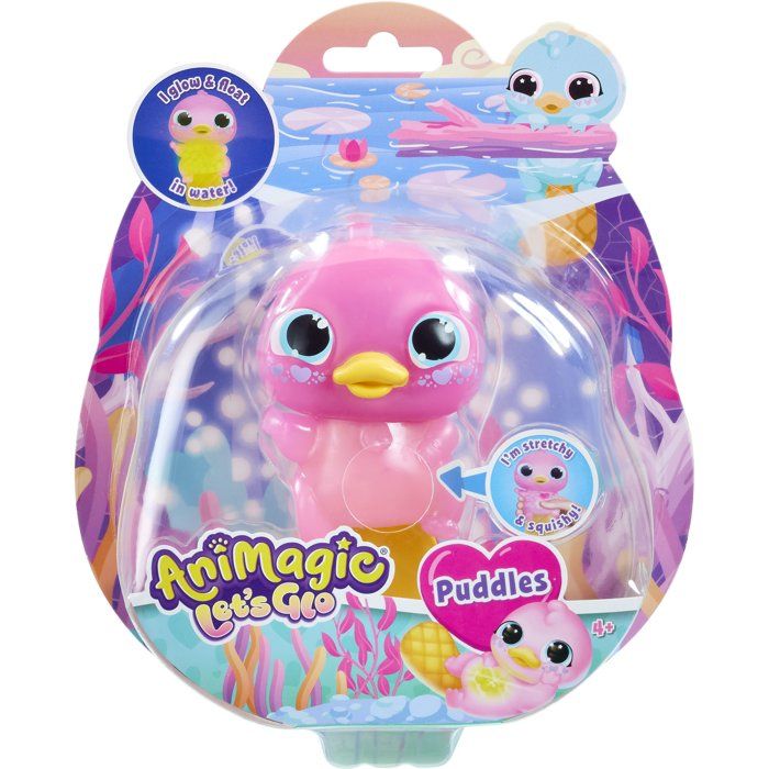 Animagic - GOLIATH - Let's Glo Puddles Pink - Interactive Animal Toy - Pink - Ages 4 and up
