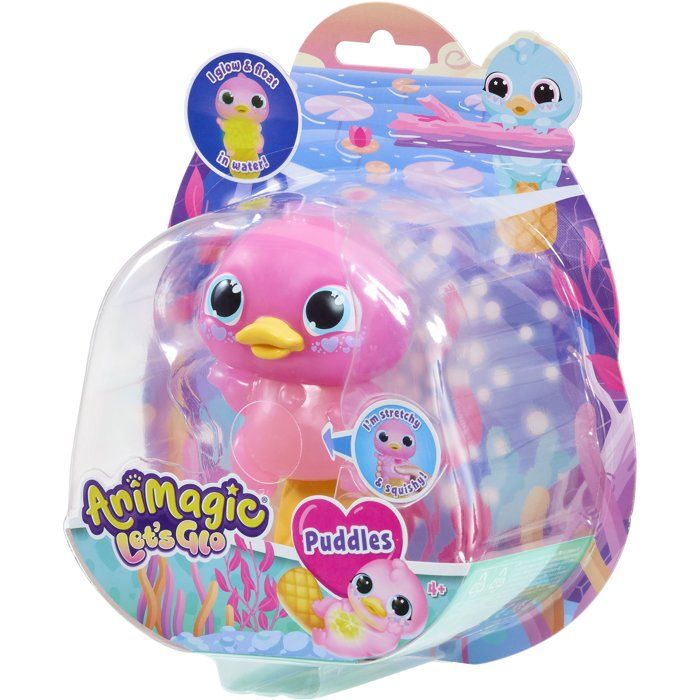Animagic - GOLIATH - Let's Glo Puddles Pink - Interactive Animal Toy - Pink - Ages 4 and up