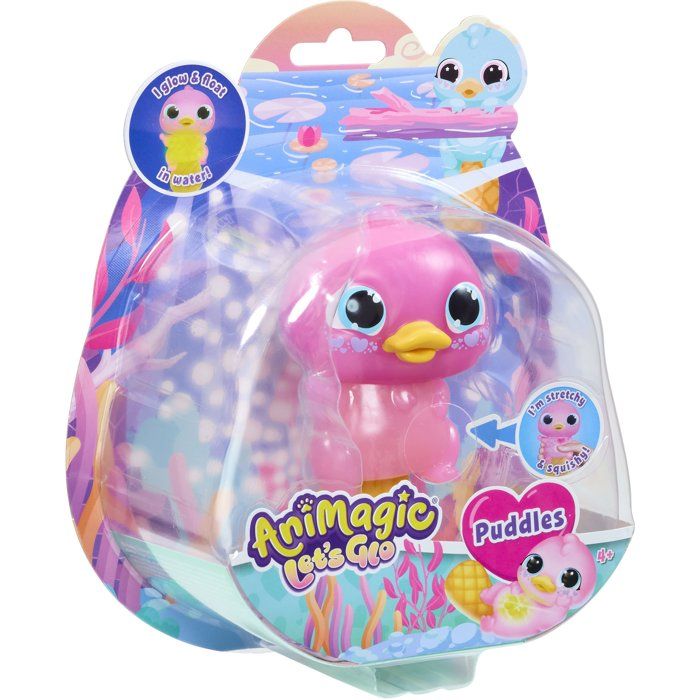 Animagic - GOLIATH - Let's Glo Puddles Pink - Interactive Animal Toy - Pink - Ages 4 and up