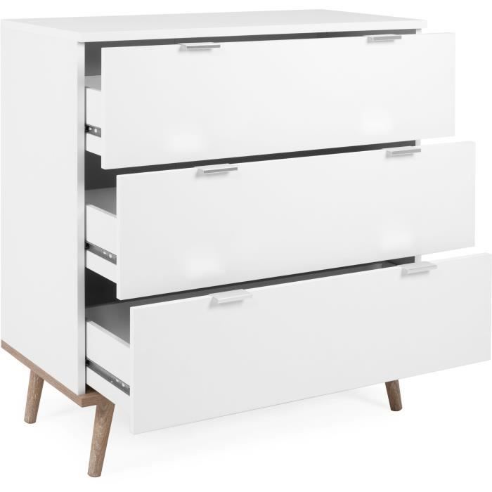Göteborg chest of drawers - 3 drawers - White Sonoma oak decor - Scandinavian - L 79.8 x D 40 x H 86.5 cm